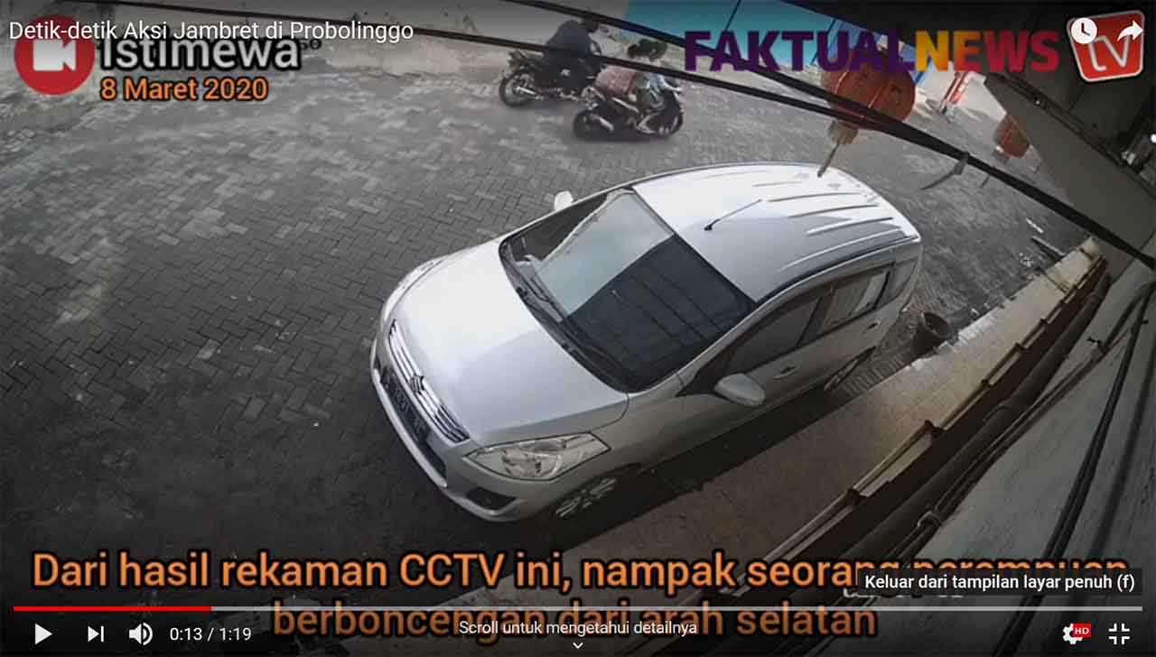Video: Jambret Beraksi Terekam CCTV di Ruko Kota Probolinggo