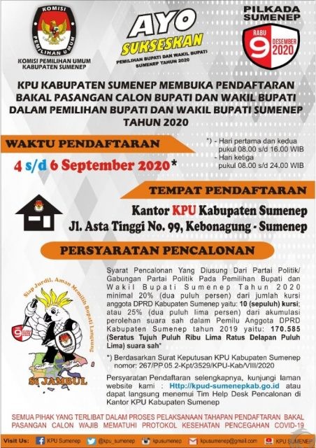 KPU Buka Pendaftaran Bacabup-Bacawabup Sumenep, Catat Jadwal dan Persyaratannya