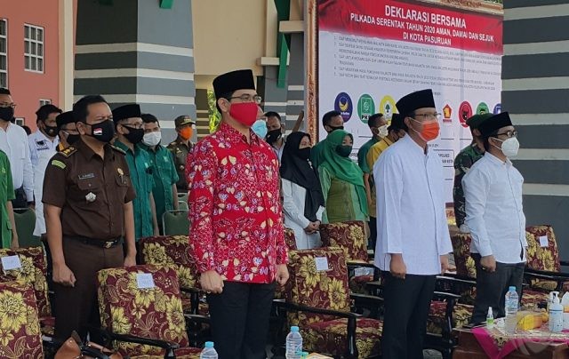 Dua Bapaslon Walikota dan Wakil Walikota Pasuruan Hadiri Deklarasi Protokol Kesehatan