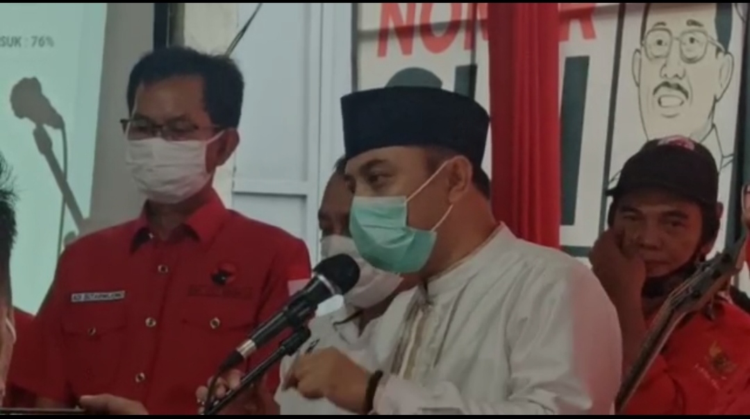 Eri Cahyadi berpidato di depan simpatisan, Rabu (9/12/2020).