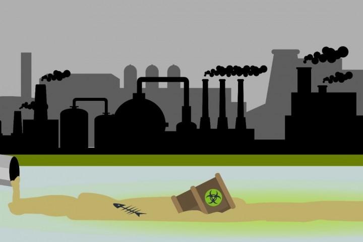 Ilustrasi polusi udara dan limbah pabrik