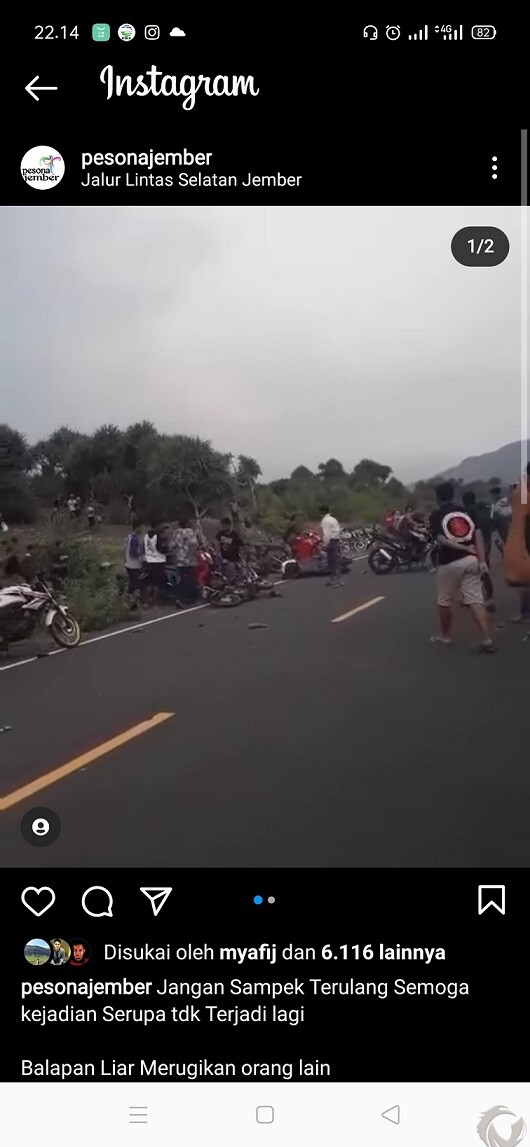 Viral, Video Balap Liar Tabrak Dua Pengendara Motor di Jember hingga Terjungkal
