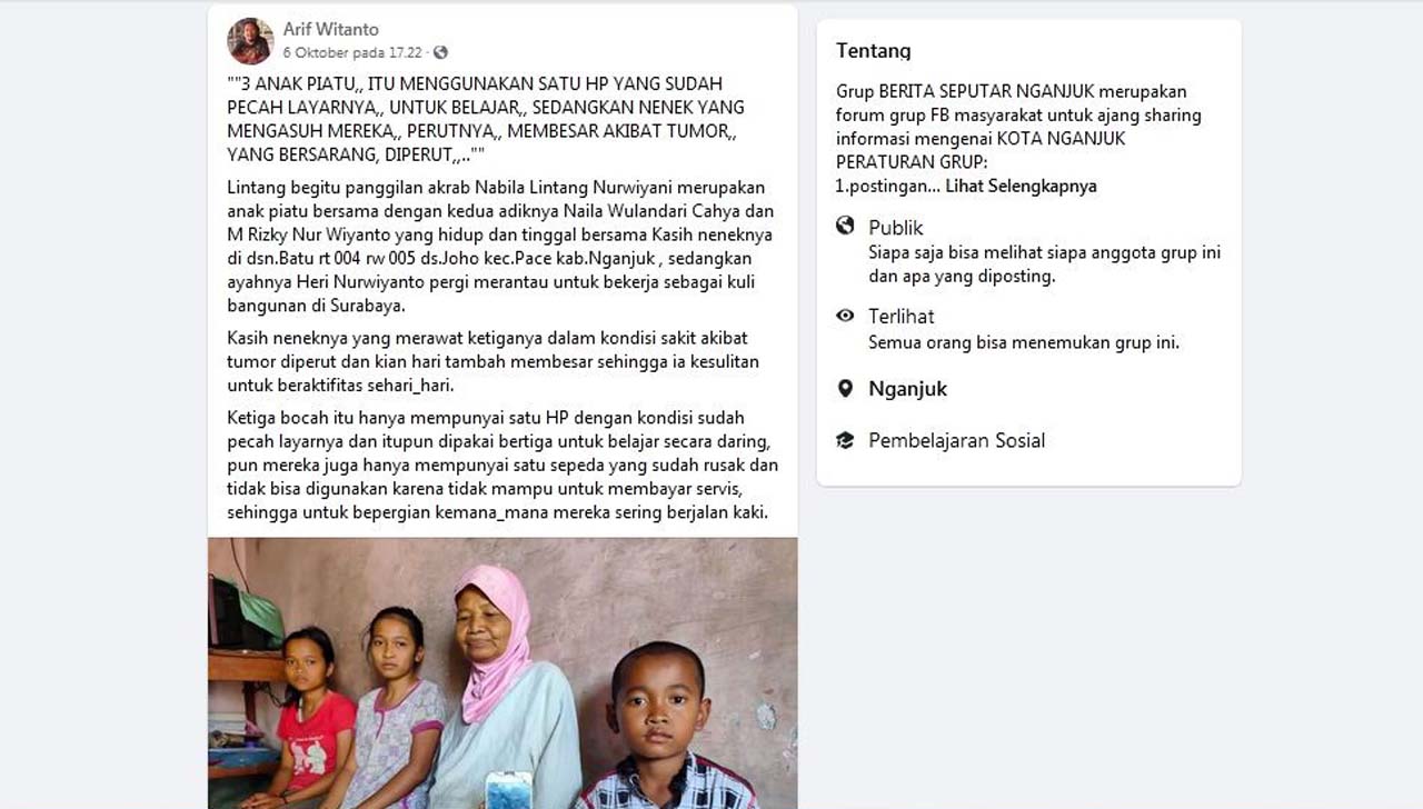 kisah pilu tiga yatim di nganjuk