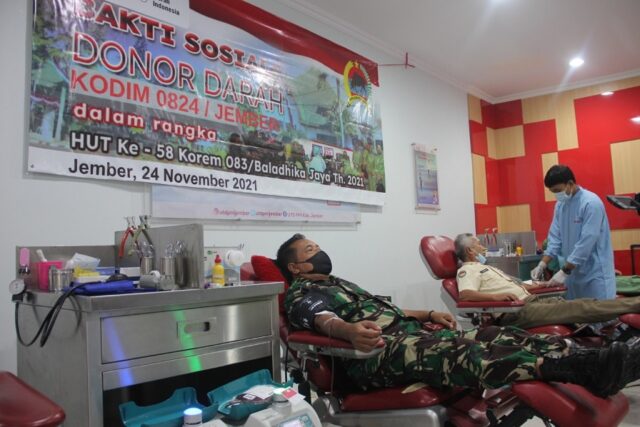 Stok Darah PMI Jember Bertambah 37 Kantong dari Baksos Korem 083/Baladhika Jaya