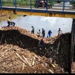 Puluhan Ton Sampah Nyangkut di DAM Sungai Kencong Jember