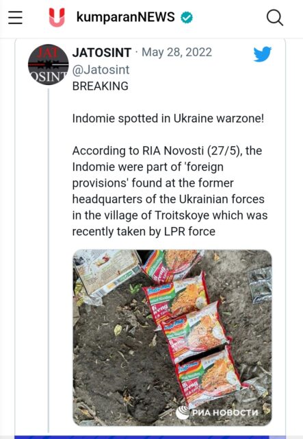 Ditemukan Bungkus Indomie di Medan Perang Ukraina, Kok Bisa?