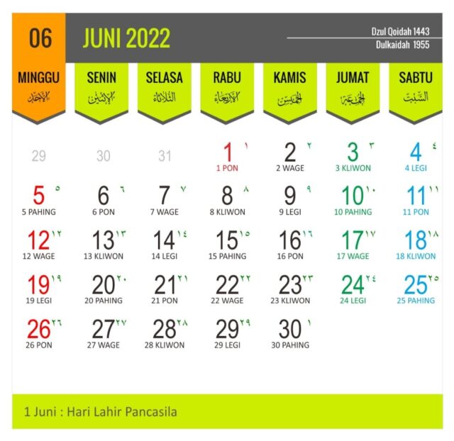 Daftar Tanggal Merah Juni 2022, Hari Besar Nasional dan Internasional