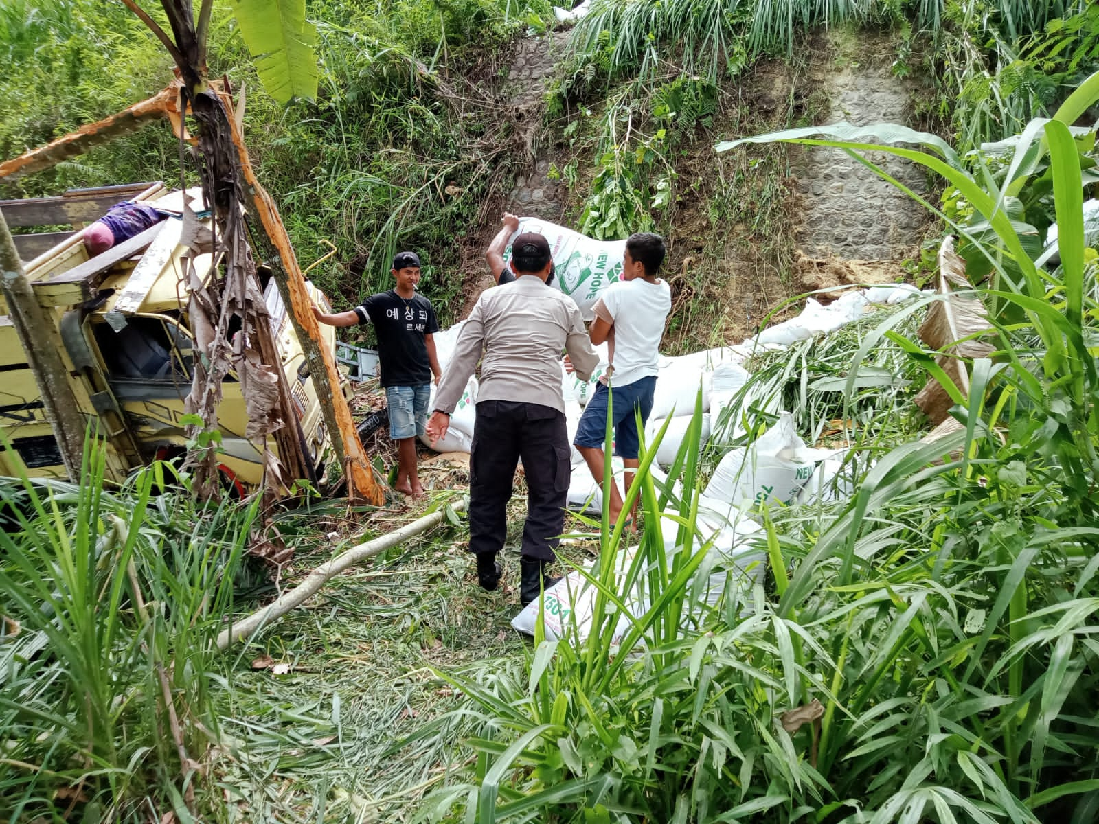 Tidak Kuat di Tanjakan, Truk Bermuatan Katul di Blitar Masuk Jurang