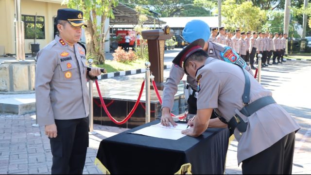 Kapolres Nganjuk Pimpin Serah Terima Jabatan Kabaglog, Kasat Bimas dan Kapolsek Ngluyu 