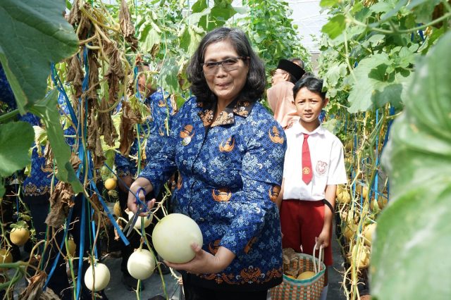 Peringati Hari Anak, Pemkot Kediri Ajak Anak-anak Petik Melon di Kampung Tani Taman Kleco