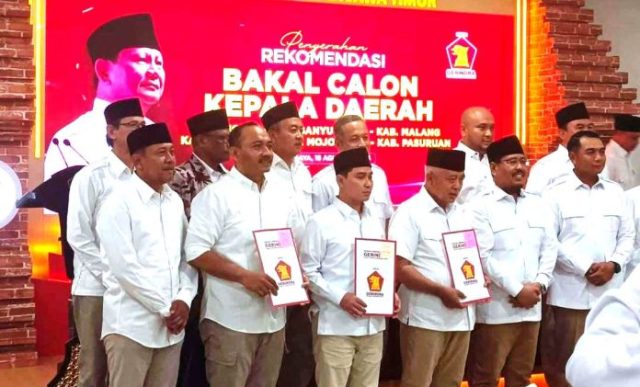 Partai Gerindra Serahkan Rekom Cakada, Jombang dan Sidoarjo Belum Jelas