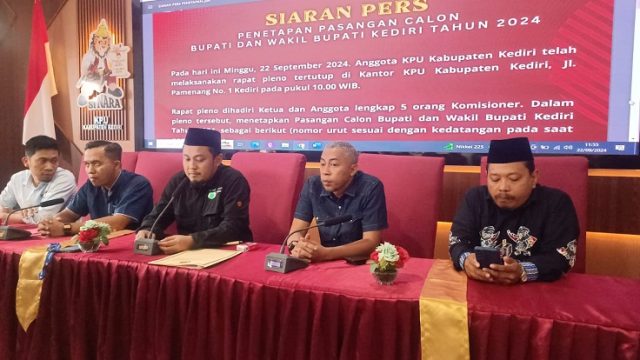 KPU Kabupaten Kediri Tetapkan Dua Pasangan Cabup-Cawabup Kontestan Pilkada 2024