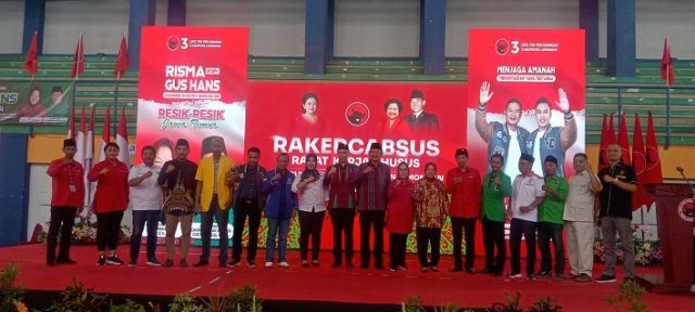 Rakercabsus PDI Perjuangan di Lamongan, Kampanyekan Risma-Gus Han dan Yes-Dirham 