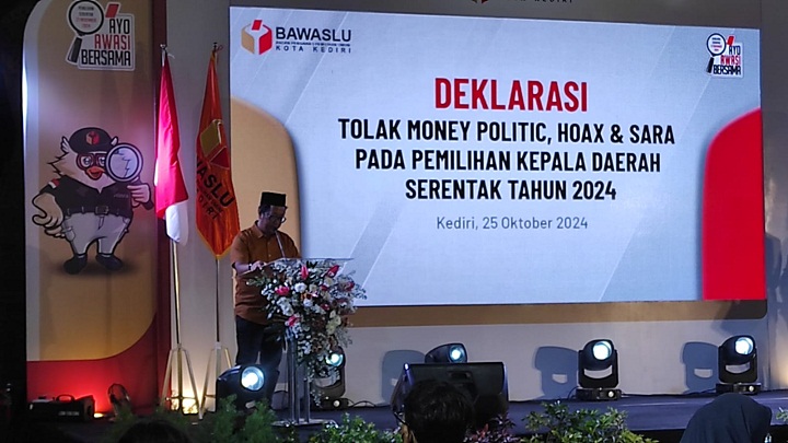 Bawaslu Kota Kediri Deklarasi Tolak Politik Uang Hoax dan Sara Pilkada