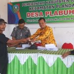 Camat Plandaan Jombang, Monitoring dan Evaluasi Penyaluran Bansos DBHCHT Desa Plabuhan