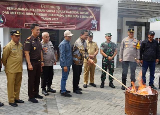 KPU Kabupaten Lamongan Musnahkan Surat Suara Tak Terpakai dan Patroli Anti Politik Uang