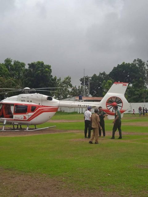 Diterjang Cuaca Buruk,Helikopter Gudang Garam Mendarat Darurat di Jombang