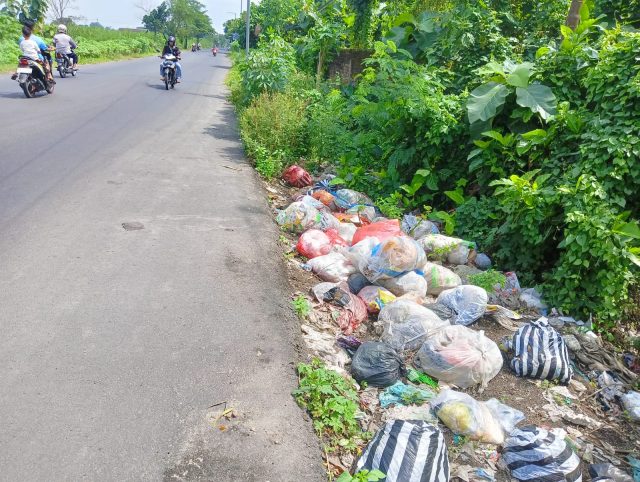 Sampah Menumpuk Lagi di Jalan Raya Bandung Diwek Jombang, Penertiban DLH Gagal Total