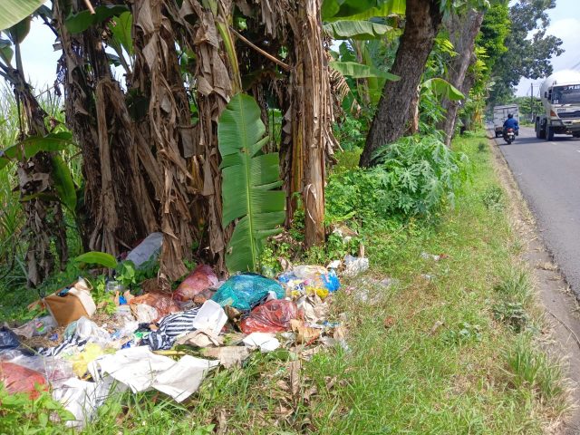 Sampah Menumpuk di Jalan Raya Bulurejo Jombang, Warga dan Pengguna Jalan Resah